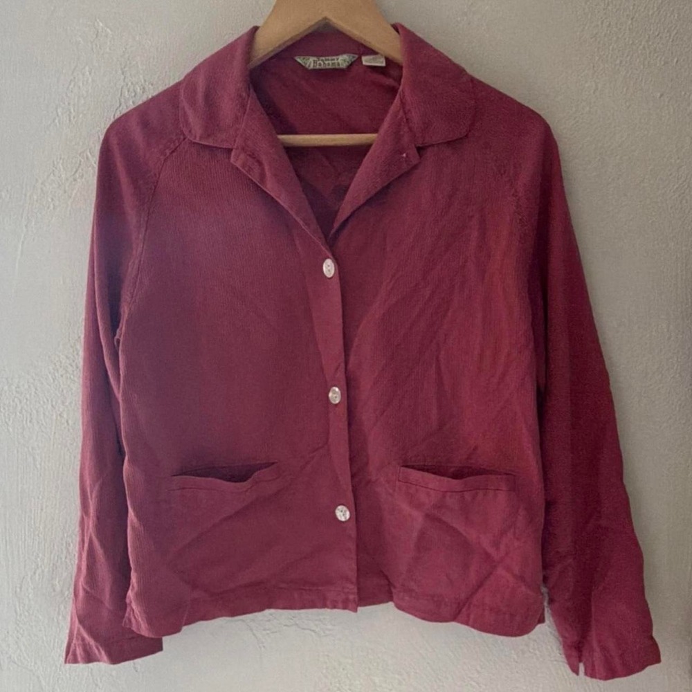 Tommy Bahama Silk Blend Blouse Women's Small burgundy silk button up Size S